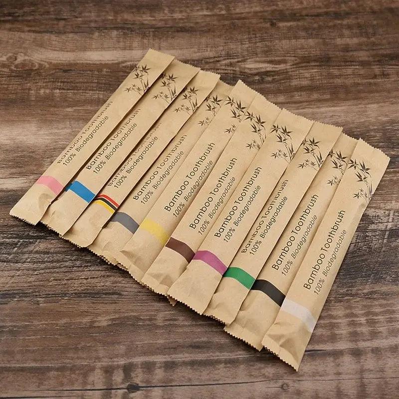 10pcs Bamboo Toothbrushes Colorful Toothbrus - ACO Marketplace
