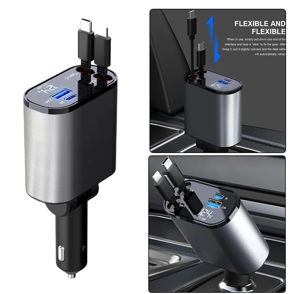 120W 4 IN 1 Retractable Car Charger - ACO Marketplace