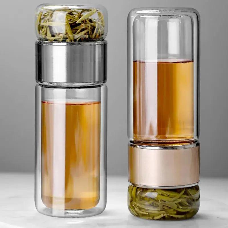 390ml High Borosilicate Glass Double Layer Tea Infuser Tumbler Drinkware Bottle - ACO Marketplace