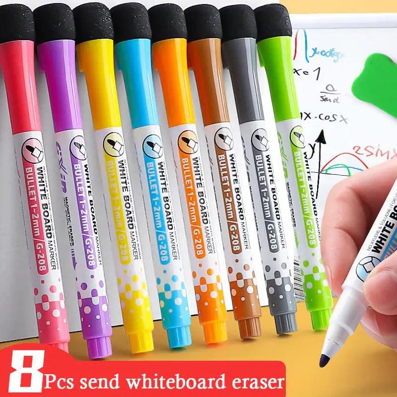 8 Colors Magnetic Dry Erase Markers: Fine Tip Pens for Whiteboards - ACO Marketplace