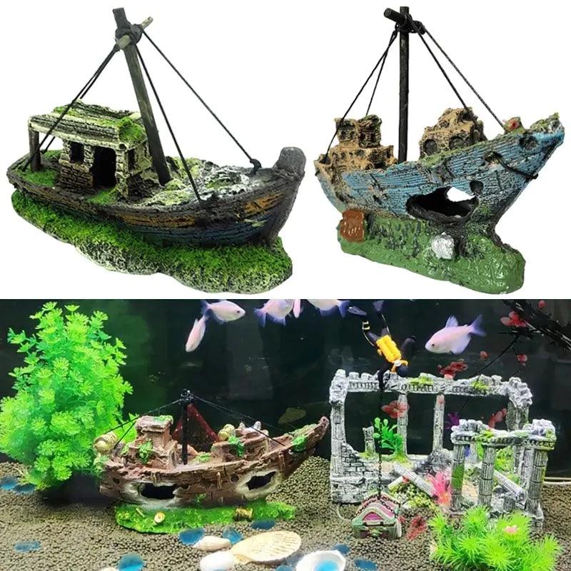 Aquarium Resin Ornament Pirate Ship Wreck - ACO Marketplace