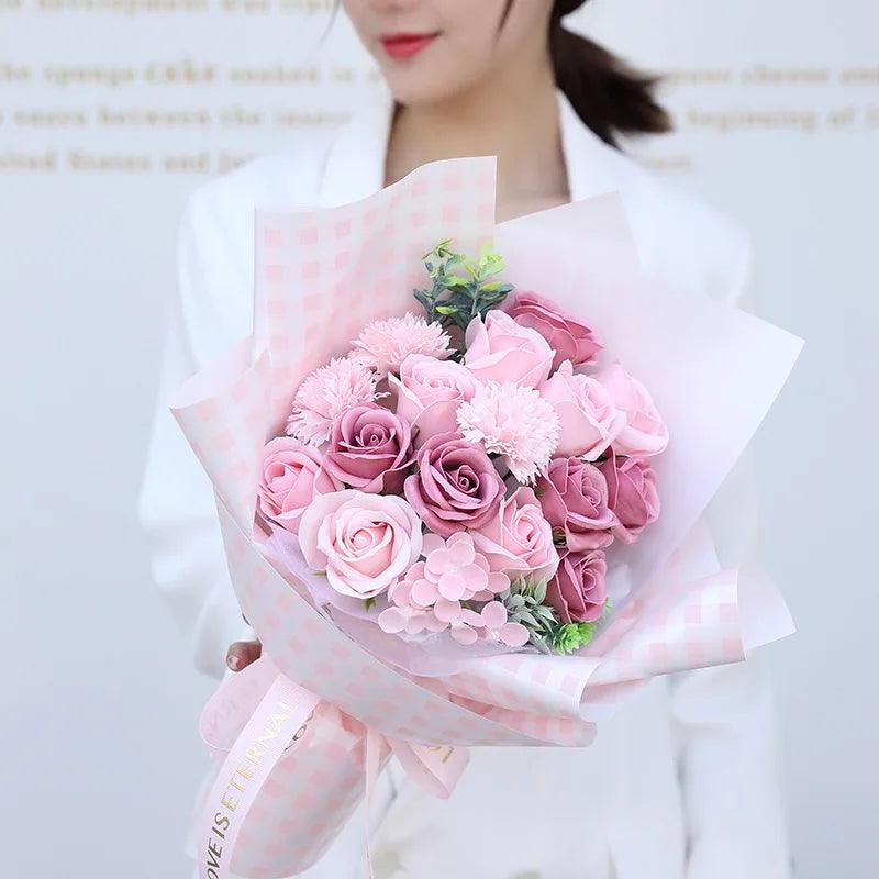 Artificial Soap Rose Carnation Flower Bouquet - ACO Marketplace