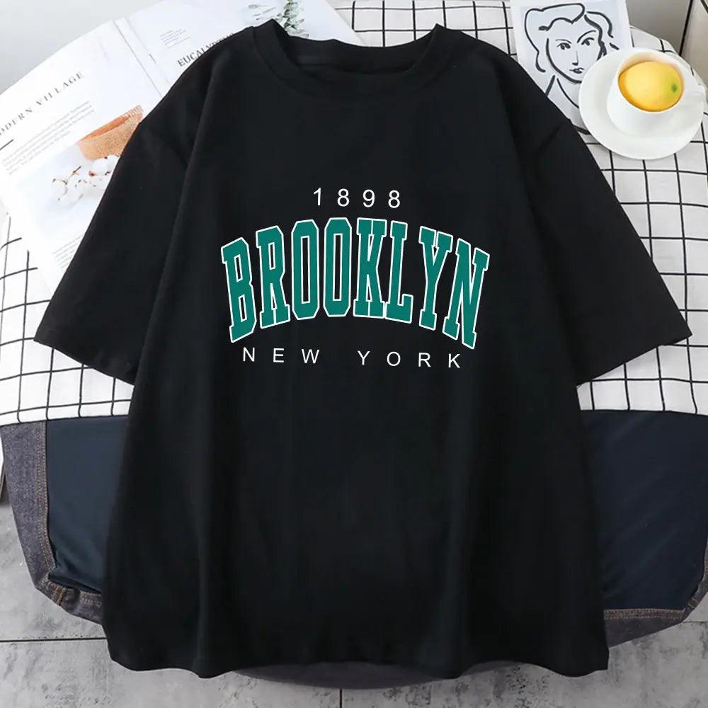 Brooklyn New York Letter Printed Cotton T-Shirts - ACO Marketplace