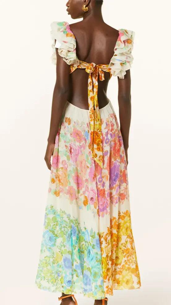 Chic Colorful Floral Print Maxi Dress - ACO Marketplace