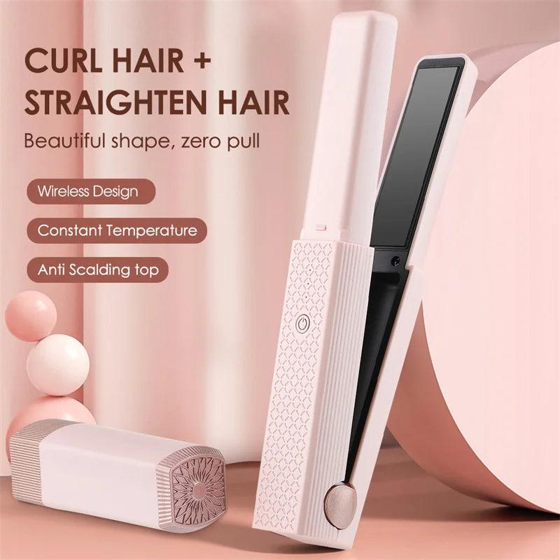 Cordless USB Hair Straightener Mini Ceramics Hair Curler - ACO Marketplace