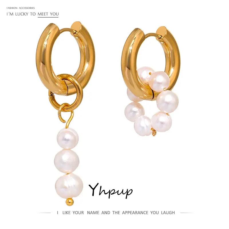 Elegant Asymmetrical Pearl and Metal Earrings - ACO Marketplace