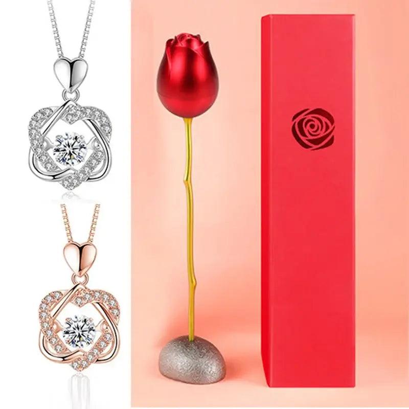 Fashion Rose Flower Jewelry Packaging Zirconia Necklace - ACO Marketplace