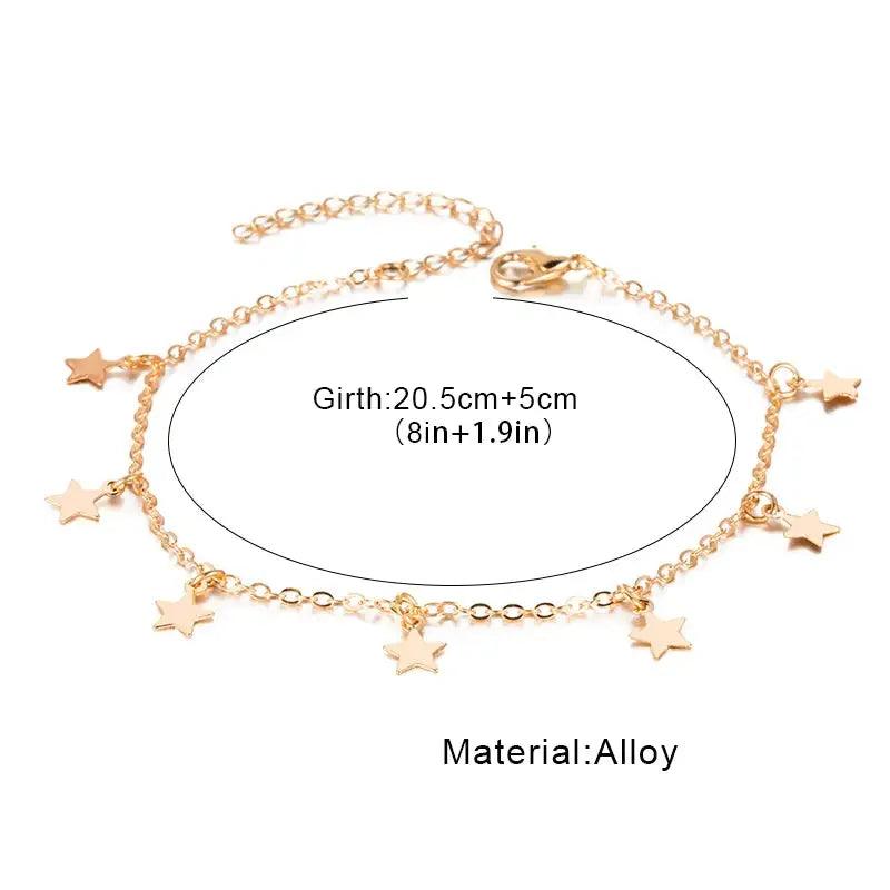 Gold Pentagram Anklet Jewelry - ACO Marketplace