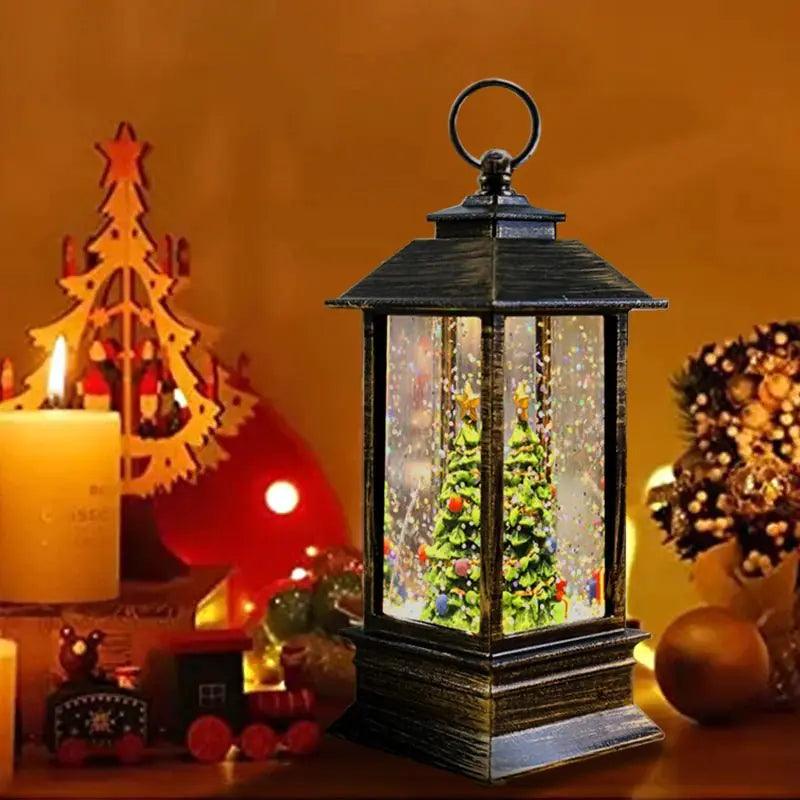 Holiday Lantern - Christmas Snow Globe Vintage Lantern - ACO Marketplace