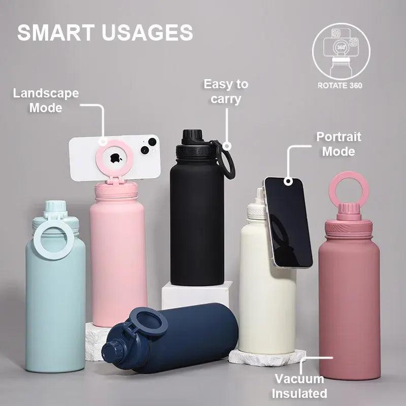 Insulated Water Bottle With Phone Holder - ACO Marketplace