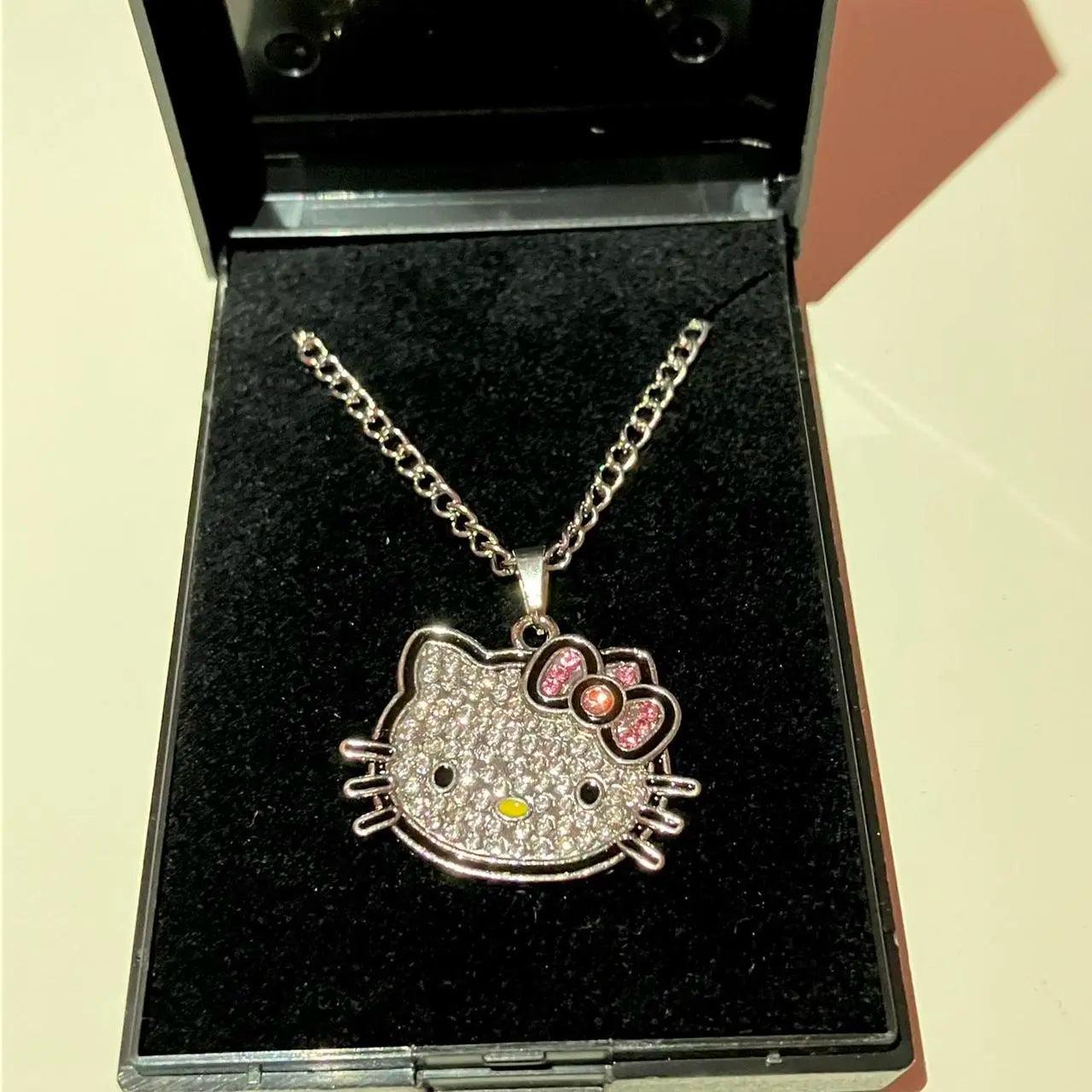 Kitty Kawaii Pink Bow Diamanté Necklace - ACO Marketplace