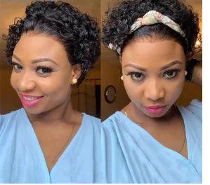 Lekker Short Curly Bob Lace Front Wig: Brazilian Remy Hair, Pre-Plucked Pixie Cut - ACO Marketplace