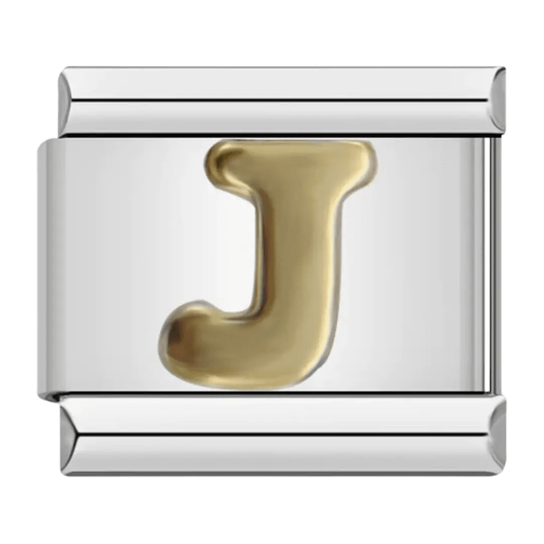 Letter (J) Square Bead Charm Links - ACO Marketplace