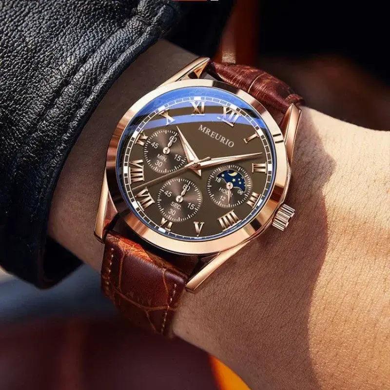 Men's Quartz Watch with Leather Strap - ACO Marketplace