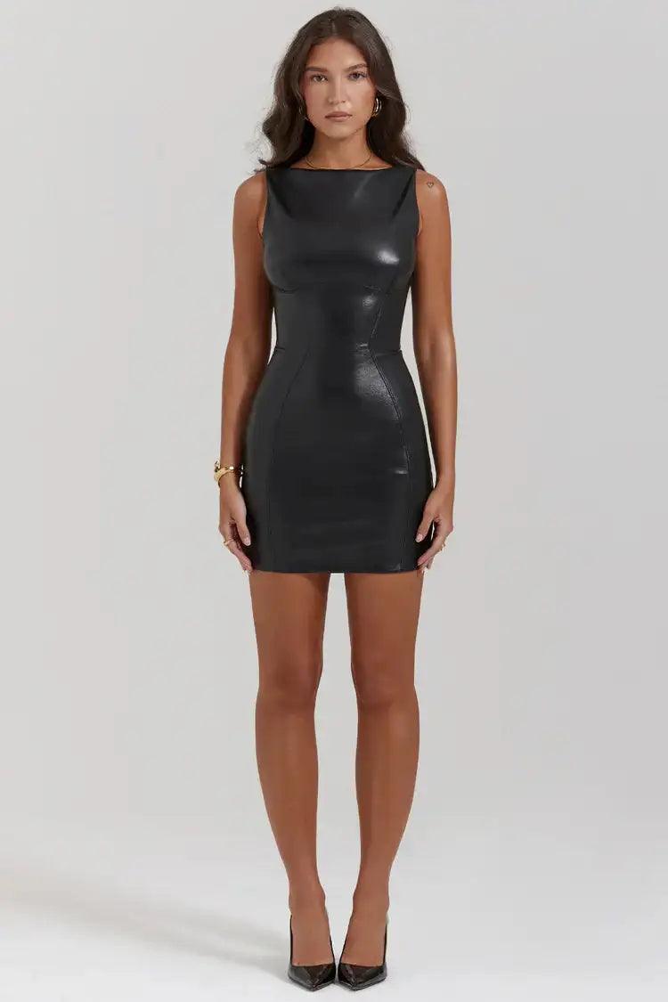 Mini Leather Black Dress - ACO Marketplace