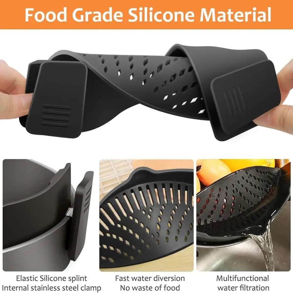 Multi-Functional Silicone Clip-On Strainer - ACO Marketplace