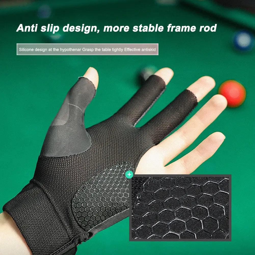 Open Finger Billiard Pool Gloves Adjustable Sticker Polyester Billiard Gloves Portable Lightweight Reusable Training Accessories - ACO Marketplace