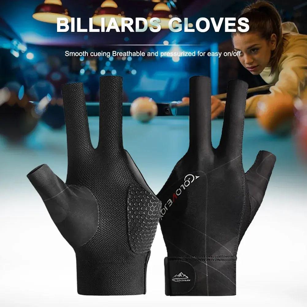 Open Finger Billiard Pool Gloves Adjustable Sticker Polyester Billiard Gloves Portable Lightweight Reusable Training Accessories - ACO Marketplace