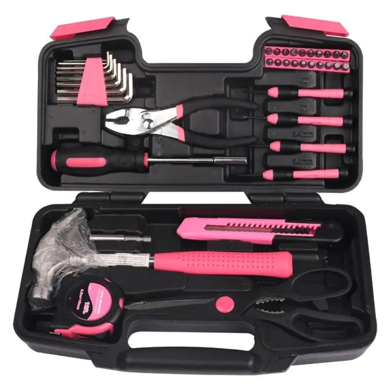 Pink 39-Piece Home Repair Tool Kit - ACO Marketplace