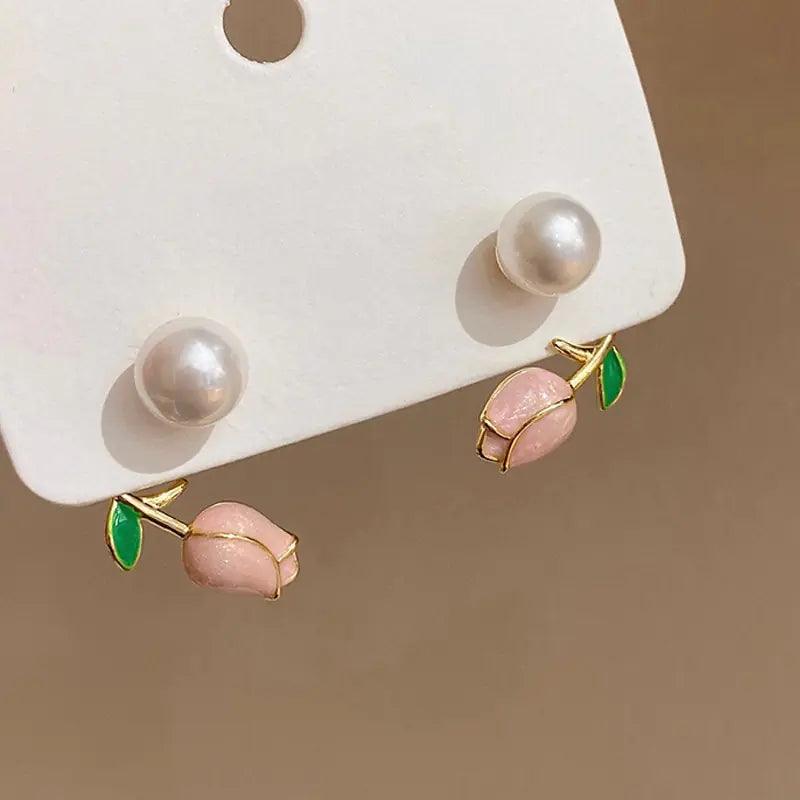 Pink Tulip Flower Earrings - ACO Marketplace