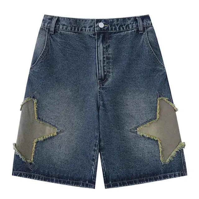 Retro Star Splicing Denim Shorts - ACO Marketplace