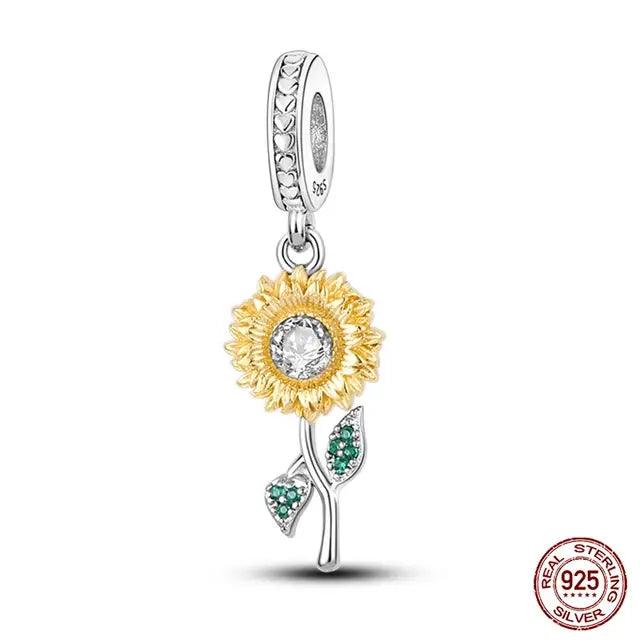 Sterling Silver Golden Sunflower Heart Charms - ACO Marketplace