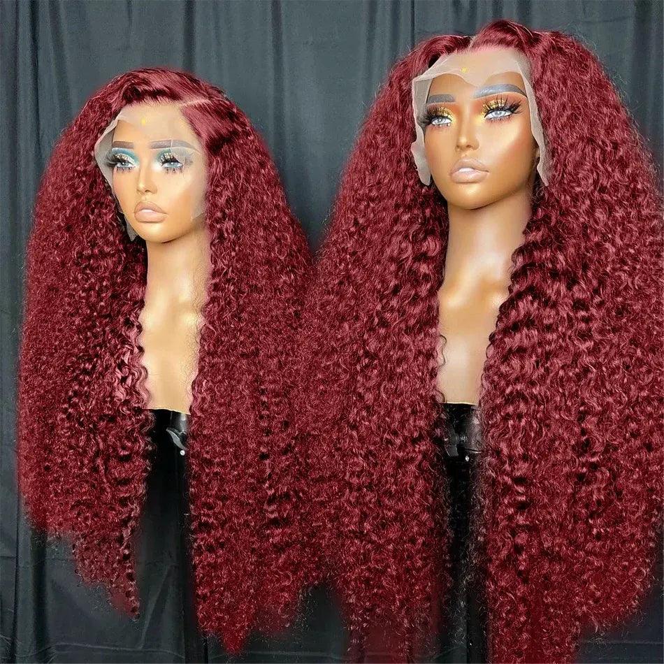Transparent Lace Front Wig: Deep Remy Human Hair, 99J Burgundy - ACO Marketplace