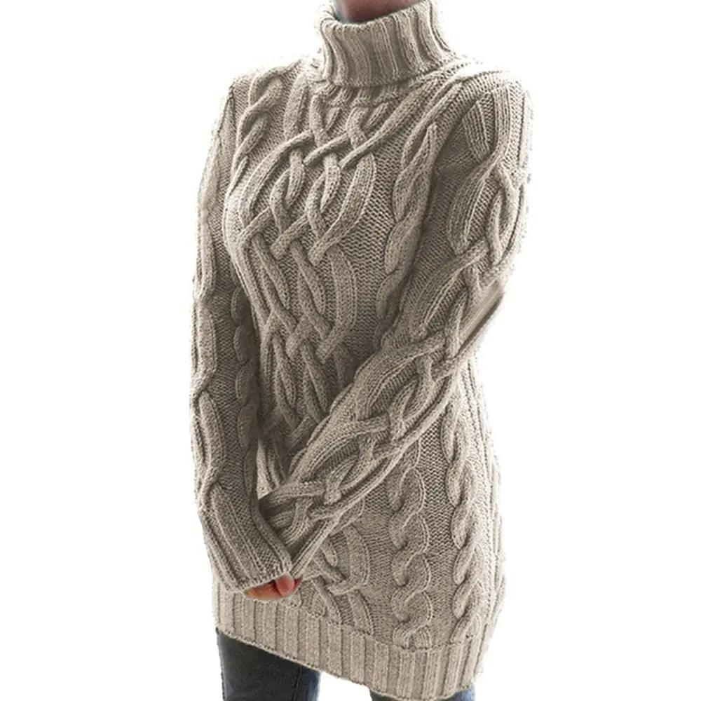 Turtleneck Twist Knitted Sweater Dress - ACO Marketplace