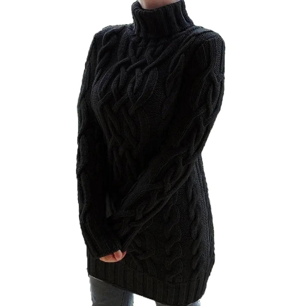 Turtleneck Twist Knitted Sweater Dress - ACO Marketplace
