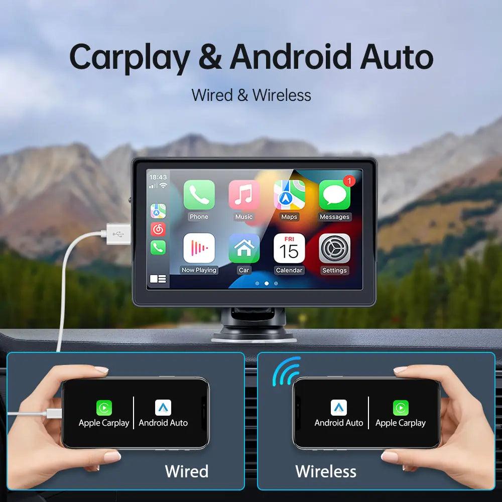 Universal 7-Inch Car Radio Multimedia Video Player with Portable Wireless Apple CarPlay and Android Auto - ACO Marketplace