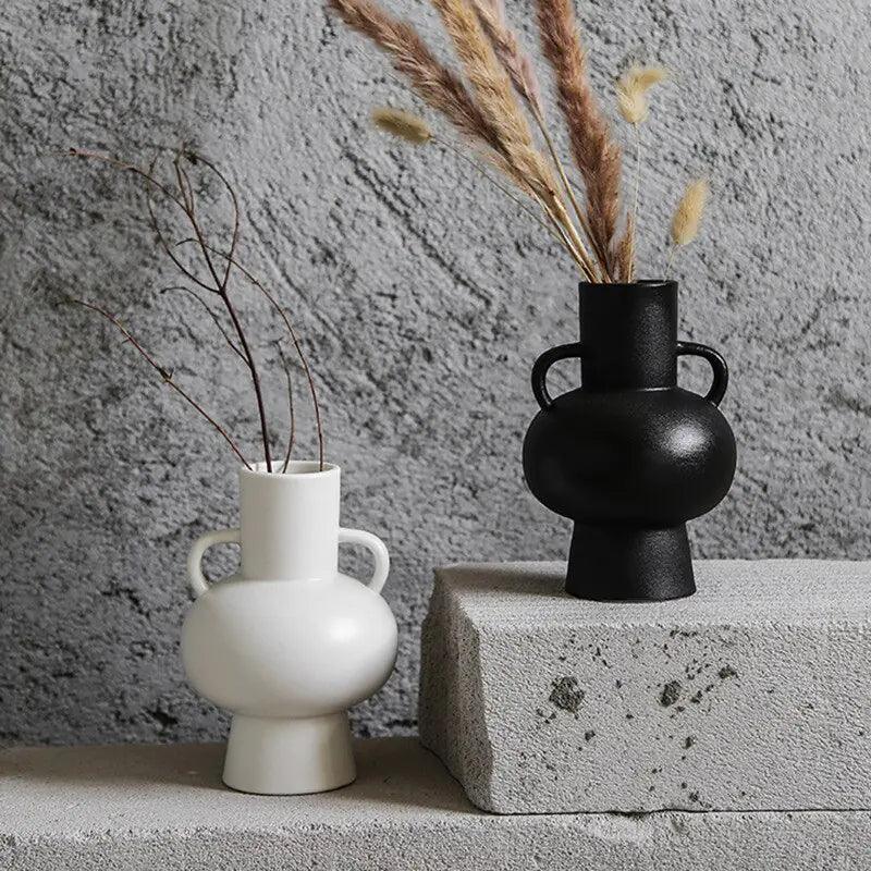 White Black Ceramic Vases - ACO Marketplace