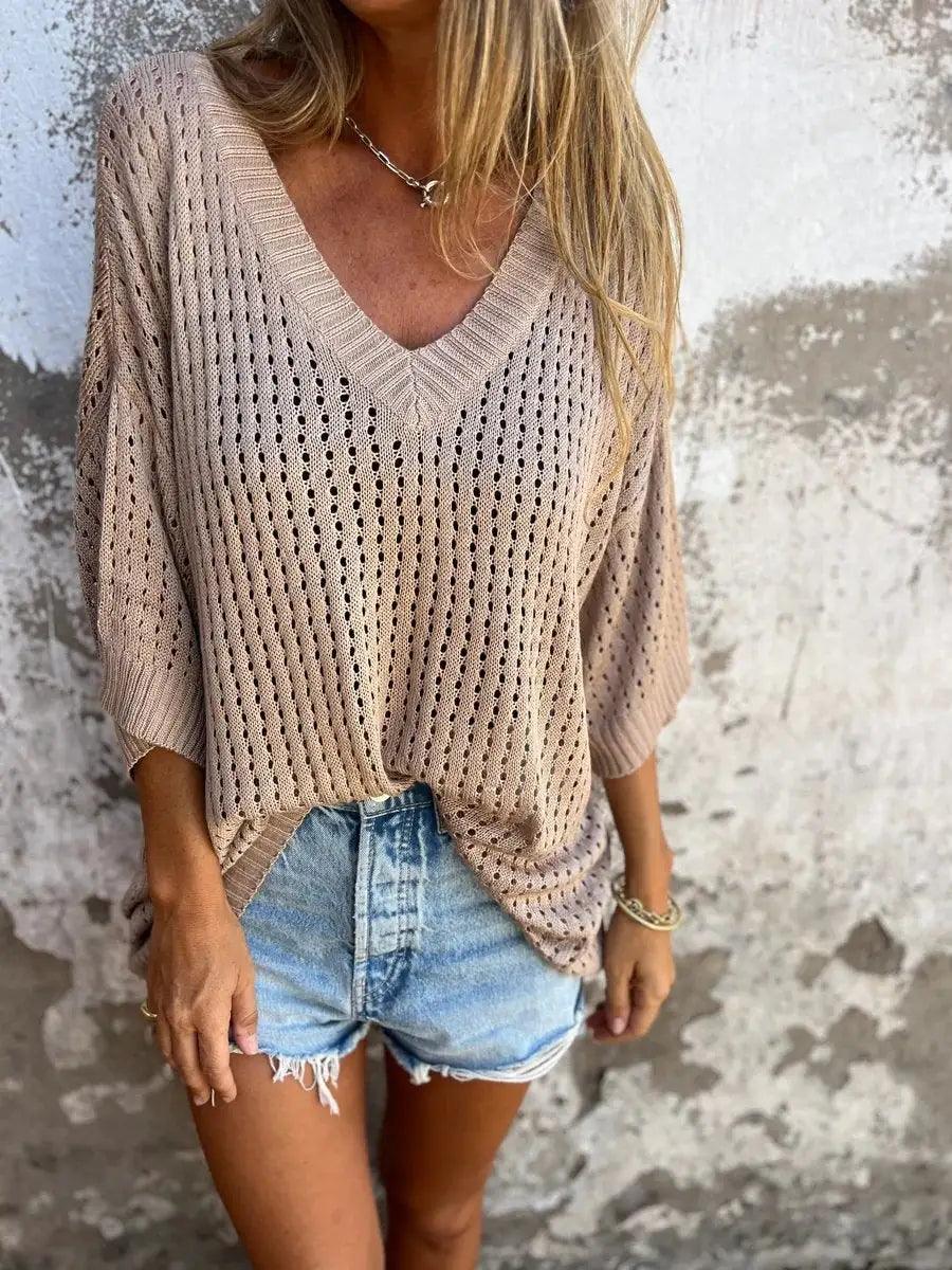 Women Hollow Out Knitted Beach Shirt - ACO Marketplace