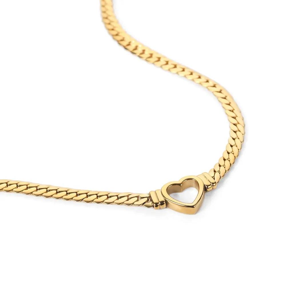 Women's Gold Plated Cuban Link Heart Necklace - ACO Marketplace